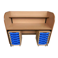 Junior Special Education Workstation with Two Tray Trolley Units-Desk Table, Task Table, Work Pod-Learning SPACE