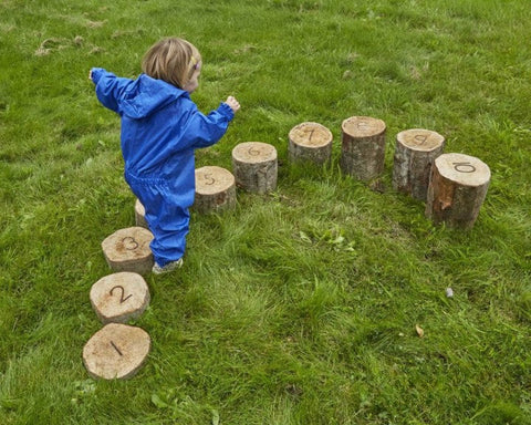 Number Logs Height Sorted (10Pk)-Balancing Equipment, Cosy Direct, Forest School & Outdoor Garden Equipment, Garden Game, Gross Motor and Balance Skills, Proprioceptive-Learning SPACE