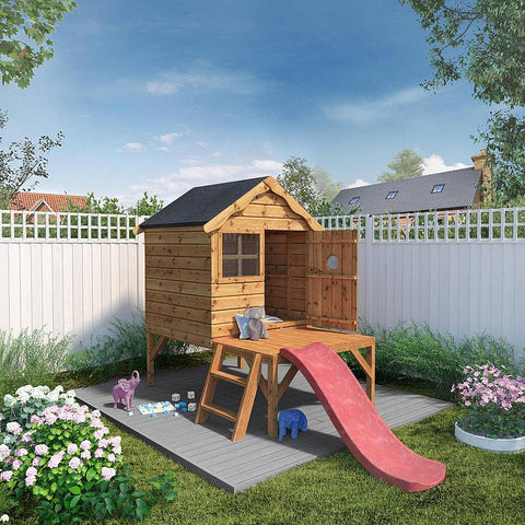 Snug Playhouse - Optional Tower With Slide or Activity Set-Forest School & Outdoor Garden Equipment, Mercia Garden Products, Play Houses, Playground Equipment, Playhouses-Tower & Slide-Mainland UK Install-Learning SPACE