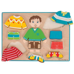 Dressing Boy Puzzle-2-12 Piece Jigsaw, Baby Wooden Toys, Bigjigs Toys, Down Syndrome, Dress Up Costumes & Masks, Gifts For 2-3 Years Old, Imaginative Play, Sound. Peg & Inset Puzzles, Wooden Toys-Learning SPACE