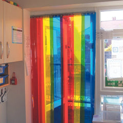 School Rainbow Strip Free Flow Curtains-Calmer Classrooms, Classroom Displays, Helps With, Matrix Group, Playground Wall Art & Signs, Rainbow Theme Sensory Room, Sensory Wall Panels & Accessories-2m x 1m-Learning SPACE