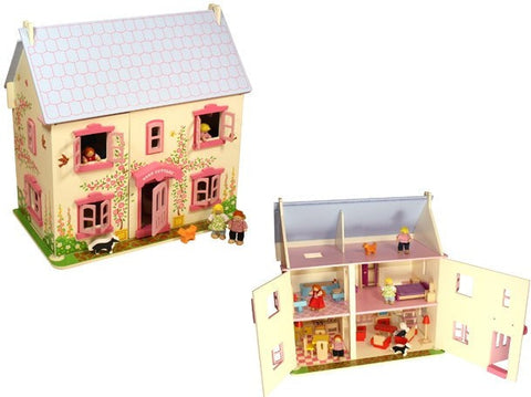 Rose Cottage Dolls House-Bigjigs Toys, Dolls & Doll Houses, Gifts For 2-3 Years Old, Imaginative Play, Nurture Room, Small World, Stock-Learning SPACE